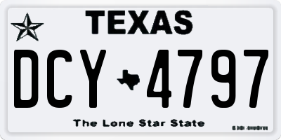 TX license plate DCY4797