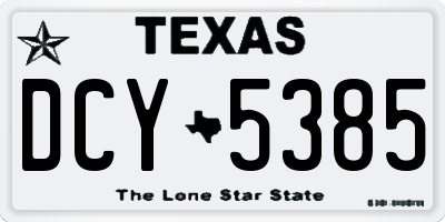 TX license plate DCY5385