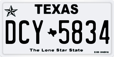 TX license plate DCY5834
