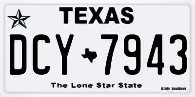 TX license plate DCY7943