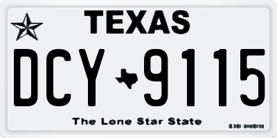 TX license plate DCY9115