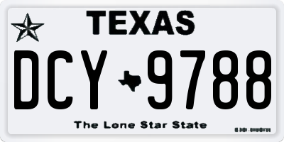 TX license plate DCY9788