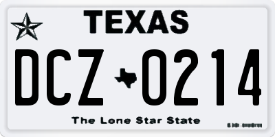 TX license plate DCZ0214