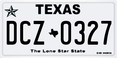 TX license plate DCZ0327