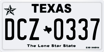 TX license plate DCZ0337