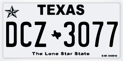 TX license plate DCZ3077