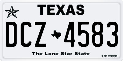 TX license plate DCZ4583