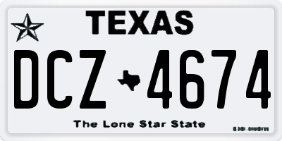 TX license plate DCZ4674