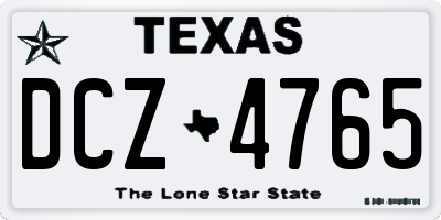 TX license plate DCZ4765