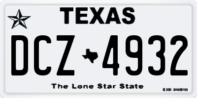 TX license plate DCZ4932