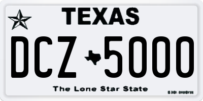 TX license plate DCZ5000
