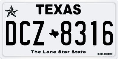 TX license plate DCZ8316