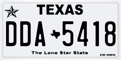 TX license plate DDA5418