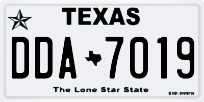 TX license plate DDA7019