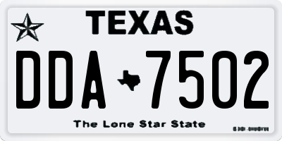 TX license plate DDA7502