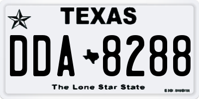 TX license plate DDA8288