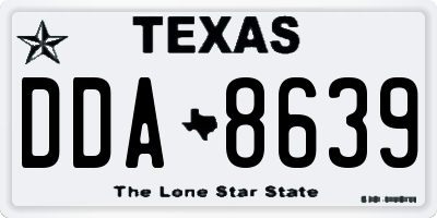 TX license plate DDA8639