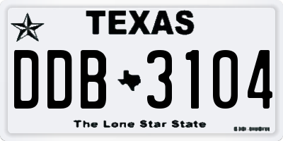 TX license plate DDB3104