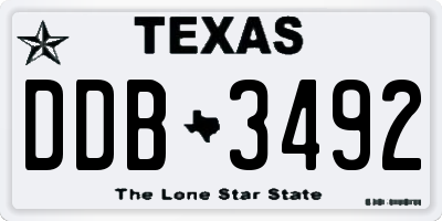 TX license plate DDB3492