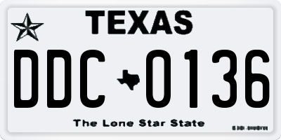 TX license plate DDC0136