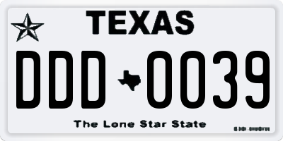 TX license plate DDD0039