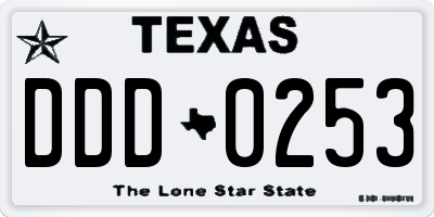 TX license plate DDD0253
