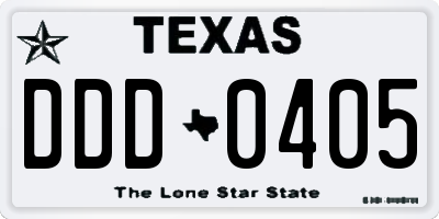 TX license plate DDD0405