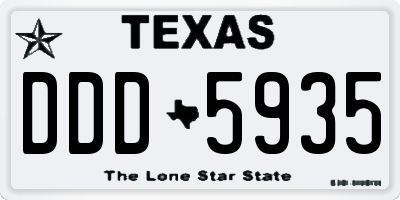 TX license plate DDD5935