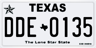 TX license plate DDE0135