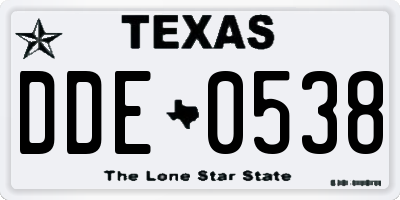 TX license plate DDE0538