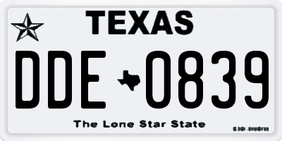 TX license plate DDE0839