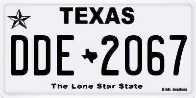 TX license plate DDE2067