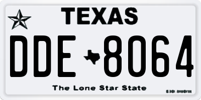 TX license plate DDE8064