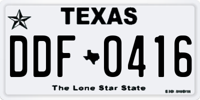 TX license plate DDF0416
