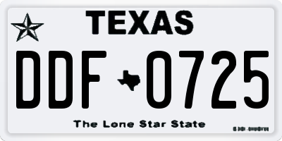 TX license plate DDF0725