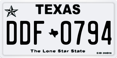 TX license plate DDF0794