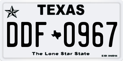 TX license plate DDF0967