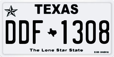 TX license plate DDF1308