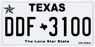 TX license plate DDF3100