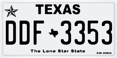 TX license plate DDF3353