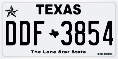 TX license plate DDF3854