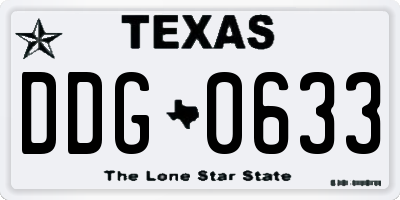 TX license plate DDG0633