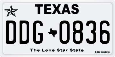 TX license plate DDG0836