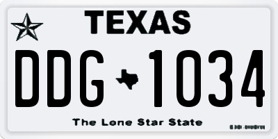 TX license plate DDG1034