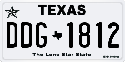 TX license plate DDG1812