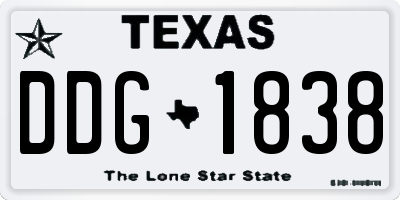 TX license plate DDG1838