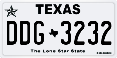 TX license plate DDG3232