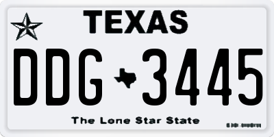 TX license plate DDG3445