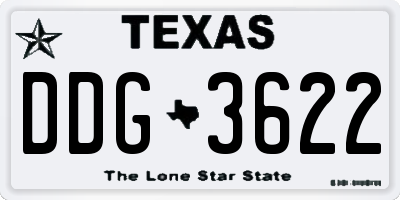 TX license plate DDG3622