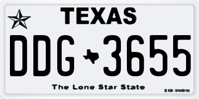 TX license plate DDG3655